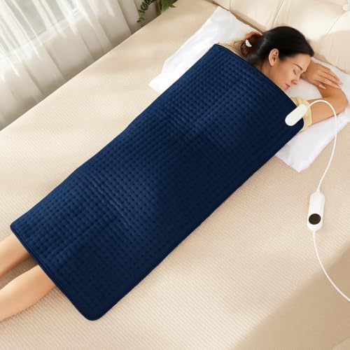 Electric Heating Pad for Back Pain Relief, Heating Pad for Period Cramps Neck and Shoulder,Knee,Arms,Legs, Auto Shut Off Moist Heat Machine Washable (c.Dark Blue 20x40, 10 Heating Temp -20x40)