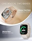 TOOBUR Smart Watch for Women, Android and iOS Phones Compatible, Fitness Running Tracker, Step Counter Smartwatch, Sleep/Heart Rate Health Monitor, Answer/Make Calls, IP68 Waterproof, Gold - Image 2