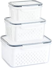Potes Herméticos, Kit com 3 unidades, 3,3l, 1,75l, 0,58l, Organizadores para Geladeira, ArtDom, Cesto Interno, Tampa com Trava de Silicone.
