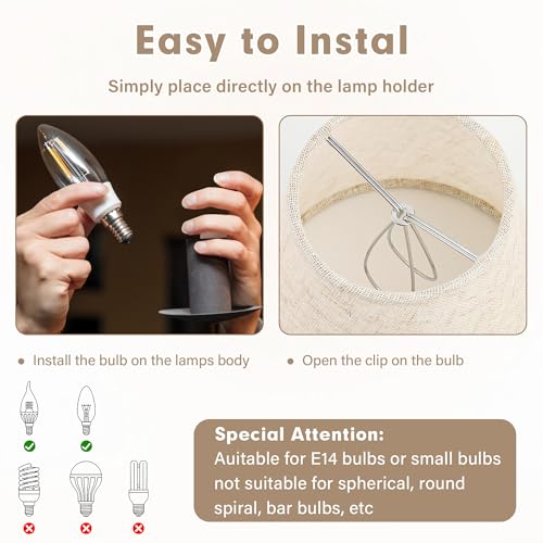Set of 6 Clip Lampshades, Small Lamp Shades, Clip on Lampshades Ceiling Light Shades Wall Light Shades Lampshade Floor Lamp Shade Replacement for Chandeliers Table Lamps 5.5x5.2x3.5inch - Image 4