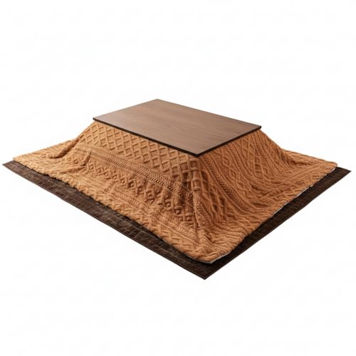 Palette Life Kotatsu Futon Blanket (Cover Only) 3D Pattern Jacquard Boa 74.8 x 94.5 inches (190 x 240 cm) Rectangular Caramel