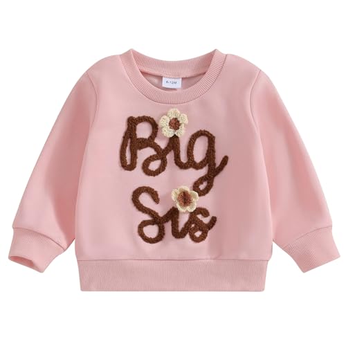 Baby Girl Sister Matching Outfit Long Sleeve Letter Print Crewneck Sweatshirt Pullover Sweater Fall Winter Clothes