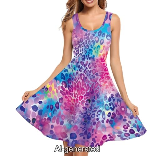 Image of Dreaweet Casual Sleeveless Dresses for Women Girls, Round Neck Tank Dresses with Pockets Summer Sundress Size XS-4XL