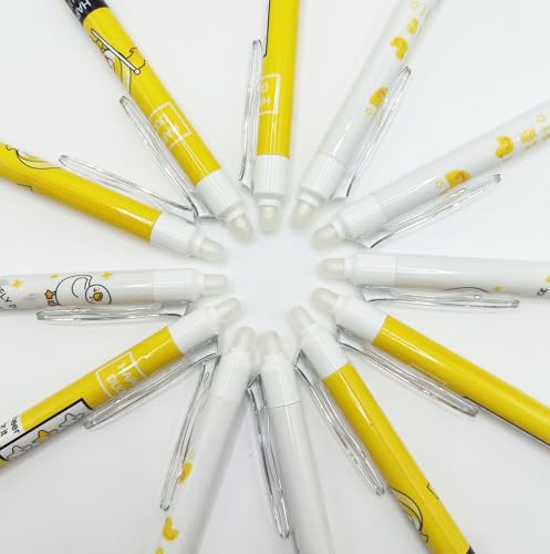 12 bolígrafos borrables de gel pato amarillo kawaii miniatura 4