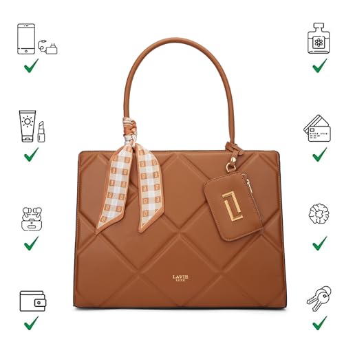 Image of Lavie Luxe Women's Quare26 Extra Large Laptop Satchel Bag | Upto 14 Inch | Satchel Handbag for Work | Ladies Purse | Stylish Shoulder Bag | Gift for Women