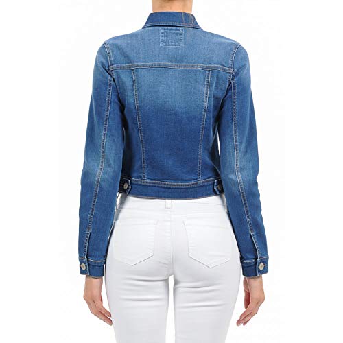 FASHION BOOMY Women's Classic Denim Jean Jacket - Cropped Long Sleeve Outerwear - Regular and Plus Sizes 3X Med_Denim