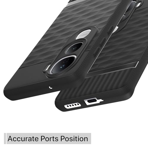 Image of Pikkme Back Cover for Vivo Y400 Pro 5G Soft Grip 3D Hexa Cube Texture Silicone Bumper Case (Black)