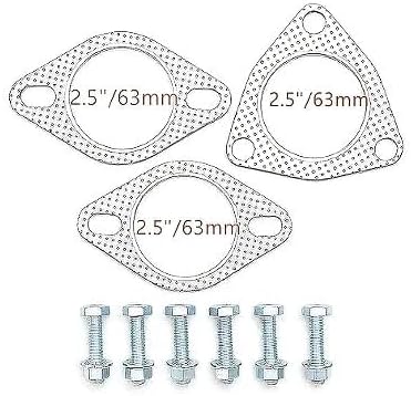 2-Bolt 2.5 Inch Exhaust Flange Repair Kit,Stainless Steel Exhaust System Kit with Exhaust Gasket & Exhaust Bolts,Exhaust Pipe Flange Gasket for Hond a Ac ura