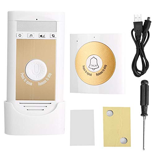 Caredy Wireless Doorbell, Wireless Door Chime Electric Doorbell Portable Doorbell Easy Install Two-Way Intercom Doorbell Access Control System Home Security Door Bell(White+Gold)