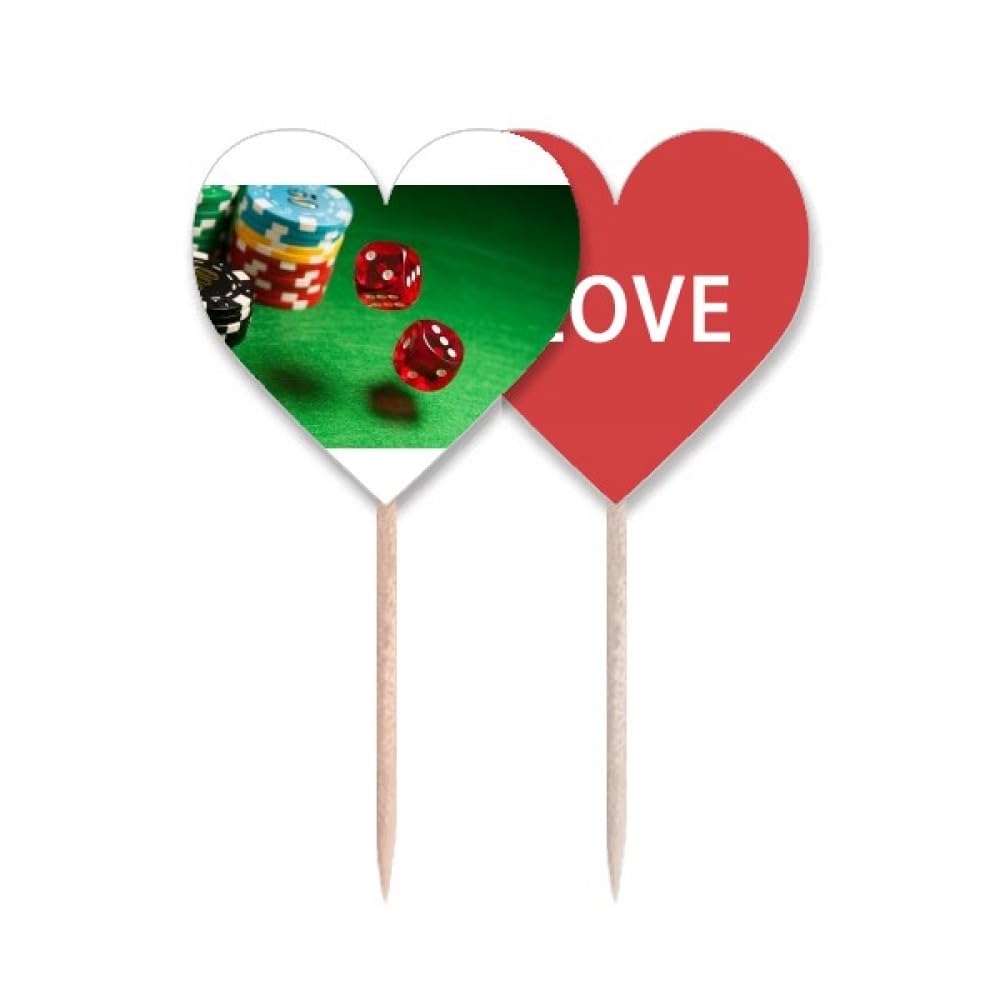 Cupcake Pick de qualité avec drapeau love cœur et cure-dents vert pour buffet