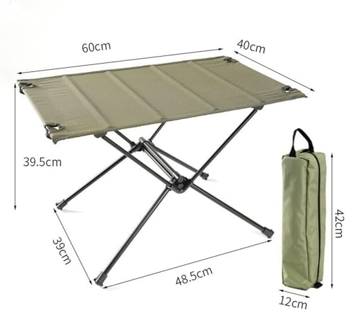 Tavolo da campeggio pieghevole in alluminio leggero – Tavolo portatile multifunzione per escursioni a guida autonoma, attività all'aperto e tailgating (verde)