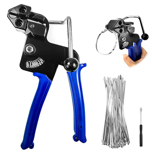 100 Pièces Collier de Serrage, Serre Cable Acier Pince Collier Serrage, 4,6x300 MM Collier de Derrage Inox, Collier de Serrage Métallique pour La Construction, Collier Inox pour Transport Guidé