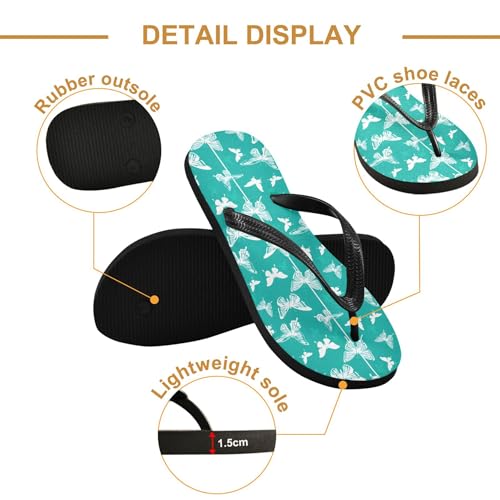 Burbuja Butterfly on Teal Flip Flops for Women Men, Soft Thong Sandals Rubber Slippers for Pool Beach Essentials3