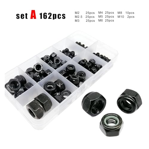 Écrou de blocage hexagonal nylon DIN985 noir, assortiment complet M2 M12 pour fixations durables