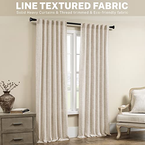 Meetbily Curtains Panels For Back Tab Semi Sheer, Linen Textured Drapes Rod Pocket, Flax Curtains For Farmhouse/Bedroom/Living Room/Window (2-Pack, 50 X 108 Inch, Light Coffee) #TOP4