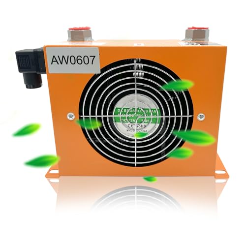 AJ0607T-CA 12VDC 48W Hydraulic Oil Cooler with Fan Hydraulic Air Cooler 20L/min Air-cooled Oil Radiator Heat Exchanger Replace # AW0607T-CA AJ0607T AW0607T