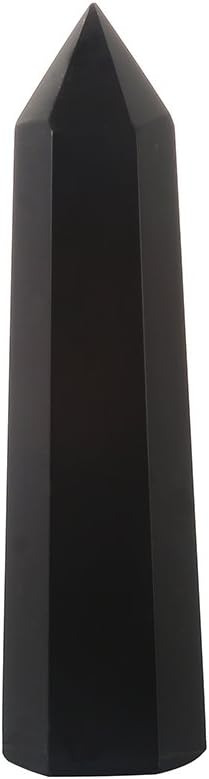 Crystals and Healing Stones Healing Crystals Wands.3"Inch Black Obsidian Tumbled Polished Healing Crystal Wands 6 Faceted Reiki Chakra Meditation Therapy (Black Onyx Agate)