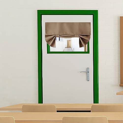 RYB HOME Small French Door Blinds 20 inch Length, Room Darkening Energy Smart Window Curtains for Patio/French Window Door, W26 x L20 inch, Mocha, 1 Panel