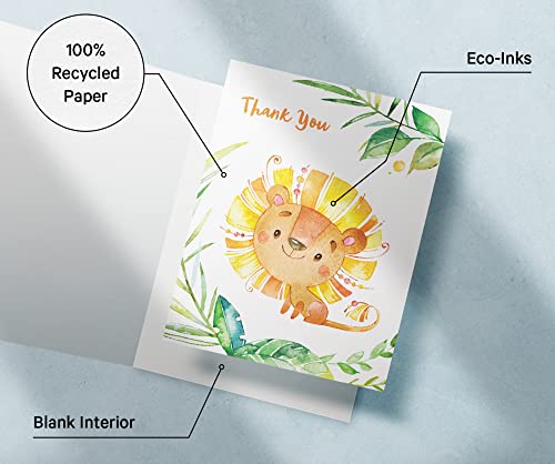 Image of Twigs Paper Baby Shower Thank You Cards, 12 Jungle Animal Note Cards