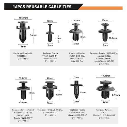 image for GOOACC 855Pcs Car Push Retainer Clips & Auto Fasteners Assortment -16 