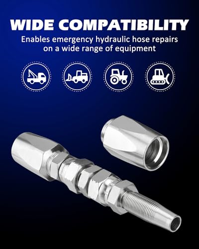 Image of SPARKWHIZ Hydraulic Hose Repair Kit, 3 /8 inch Inner Diameter Reusable, 2-Wire Reusable Hydraulic Repair Fitting (Pack of 2)
