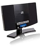 Denver Radio CD Player With Speakers, Wall Mounted or Desktop Stand Small Mains Operated Alarm Clock Radio Boombox Home Audio CD Player with Remote Control - Black