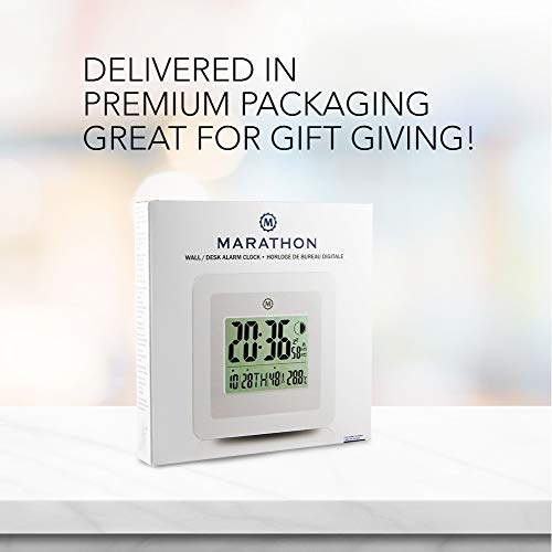 Marathon Cl030049Wh Digital Wall Clock With Alarm, Temperature, Date & Moon Phase. White - Batteries Included #TOP6