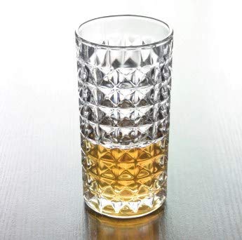 VILON Italian Premium Juice and Water Glasses Set of 6 Transparent, 300ml, Drinking Water Glasses Stylish and Crystal Square Highball Glasses for Water, Juice and Cocktails (Diamond Glass 300ML) 4