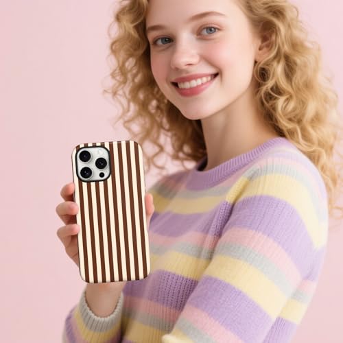 flewfun Magnetic for iPhone 16 Pro Max Case Cute Stripes Phone Case, Brown by flewfun - Used condition - Image 7