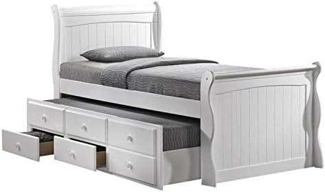 Captains White Bed with Storage and Guest Bed