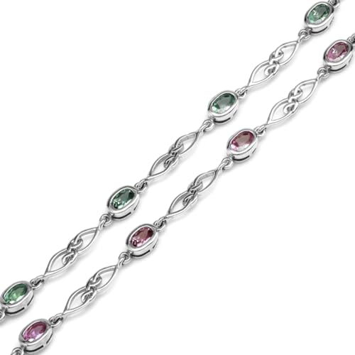 Image of Silvershake Birthstone Gemstones White Gold Plated or Yellow Gold Plated 925 Sterling Silver Scroll /Filigree Celtic Knot Weave 7.25 to 8.75 Inch with Adjustable Extension Bracelet Jewelry for Women