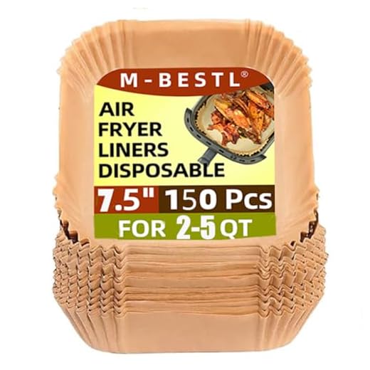 7.5 Inch Air Fryer Parchment Paper Liners Square,150 Pcs Non-stick &Oil-proof Air Fryer Liners Disposable for 2-5 QT Frying,Baking,Roast