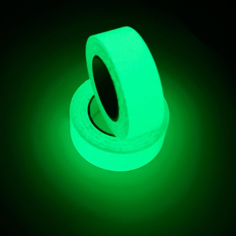 Rollos de cinta de advertencia que brillan en la oscuridad, juego de 5 – antideslizante para escaleras, escaleras, marcación de suelo – Uso en interiores y exteriores – 2 cm x 10 m cada rollo