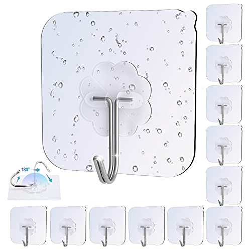 iToncs Selbstklebende Haken, Aufkleberhaken, robust, stark haftend, wasserdicht, 9 kg (max.) für Badezimmer, Zuhause, Küche (12 Stück) Cover