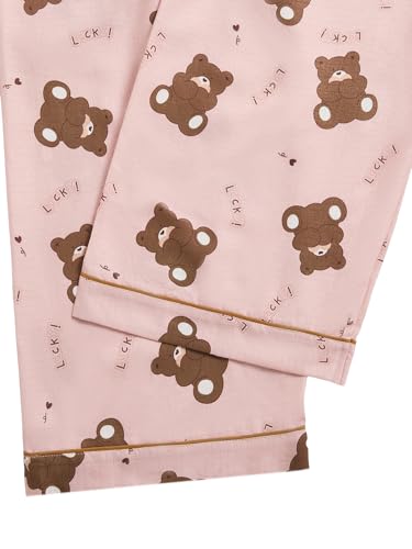 Image of Verdusa Women's 2 Piece Pajama Sets Cute Printed Fall Pajamas Sleepwear Button Up Shirt with Pants Lounge Pjs