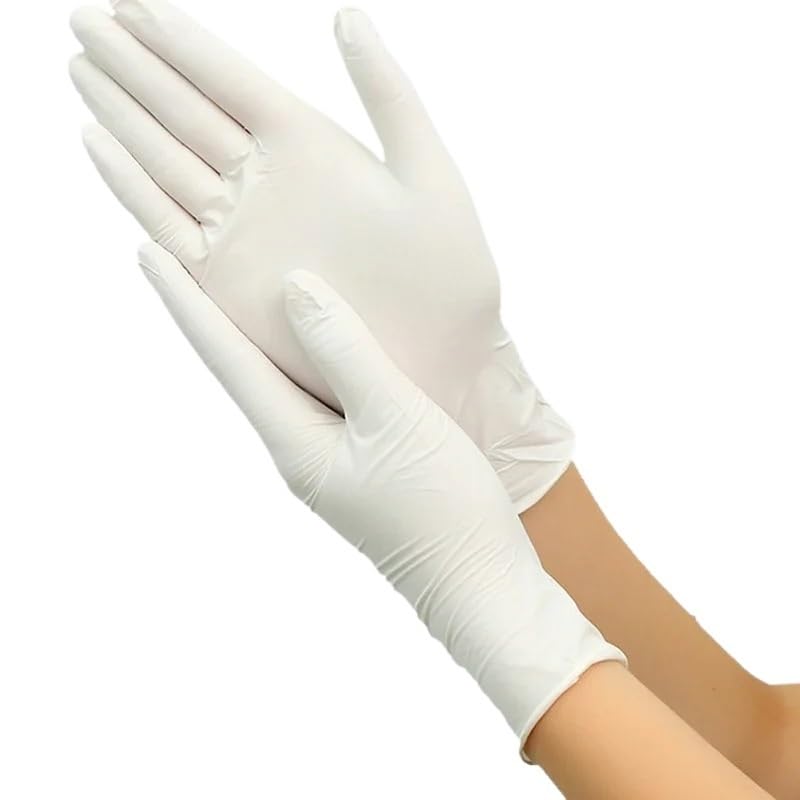 100 guantes de examen industriales desechables caucho nitrilo, azules, sin polvo, no tóxicos, for lavar, usar en jardín y la cocina(L)