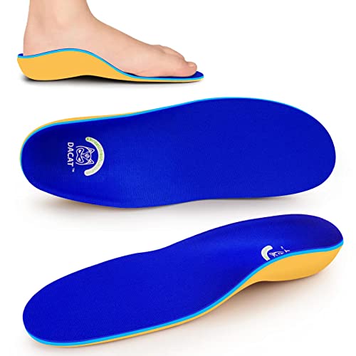 DACAT Kinder Orthopädische Einlegesohlen Fersensporn Einlagen Kinder Schuhe einlagen senkspreizfuß für Plantarfasziitis, Plattfuß (EU36-38 Blau)