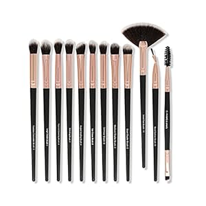 TSHAOUN Juego de Brochas de Maquillaje de Ojos, 12 Brochas de Maquillaje, Herramientas de Belleza para Sombra de Ojos…
