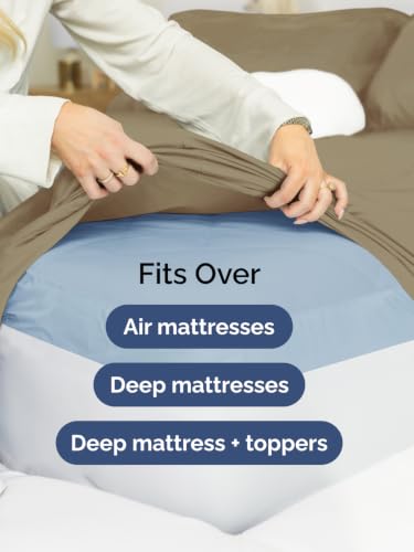 Image of Extra Deep Pocket Queen Size Sheet Set - Breathable & Cooling - Khaki