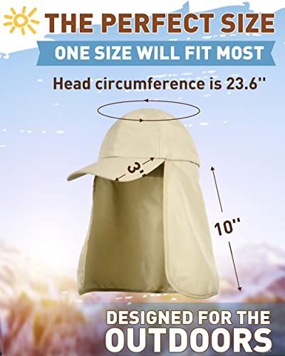 Outdoors Upf 50+ Uv Sun Protection Fishing Hat With Neck Flap Backpacking Tan #TOP3