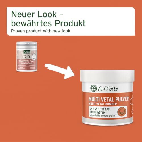 AniForte MultiVETAL Multivitamin Pulver für Hunde, Katzen 100g - Natürliche Vitamine, Mineralstoffe & Nährstoffe für eine optimale Versorgung, Unterstützung der natürlichen Abwehrkräfte
