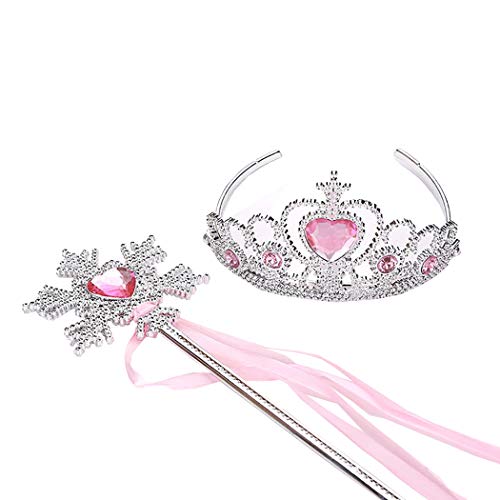 Image of FancyDressWale Princess Dress Up Princess Silk Wands Tiaras and Crowns for Girls Gem Wand Gold Set Pink