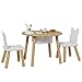 AIYAPLAY Set 3 Pezzi con Tavolo e 2 Sedie per Bambini, Tavolino con Coperchio e Vano Contenitore, Seggiole con Schienale a Orsetto, Mobili per Bambini in Legno MDF, Bianco e Legno immagine