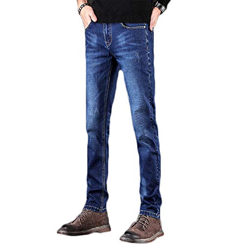Andongnywell Men's Elastic Slim fit Pencil Jeans Trousers Man's Straight Leg Stretch Denim Pants Trouser