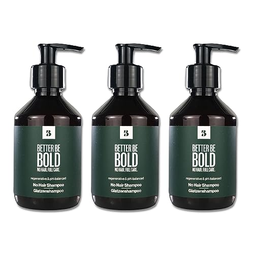 BETTER BE BOLD Champú calvo nutritivo (0-6 mm) | Limpia eficazmente | pH equilibrado | Hidratante | Calmante de la piel | Cicatrizante para quemaduras de afeitado | 3 paquetes de 200 ml
