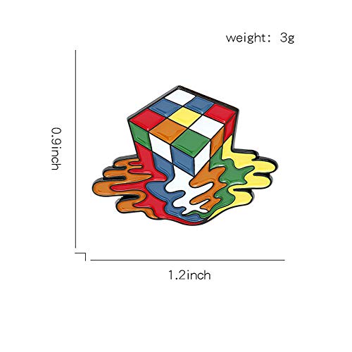 ROFARSO Magic Cube Enamel Lapel Pin Set Cartoon Melting Rubik's Cube Pin, Accessory for Backpacks Clothing Bags Hats Shirts2
