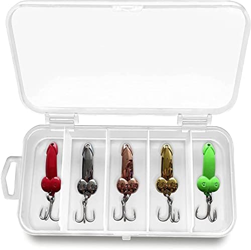 JHPAIOQ 5 Pcs Fishing Jigs Spoon Fishing Lures Metal Jig Lure Crankbait Casting Sinker Spoons Spinner Baits Treble Hooks in Freshwater and Saltwater, 5.3x2.7x1.0 inch