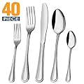 Silverware Set, Elegant Life 40-Piece Stainless Steel Flatware Cutlery Set, Service for 8, Include Knife/Fork/Spoon/Teaspoon/Teafork, Smooth Edge