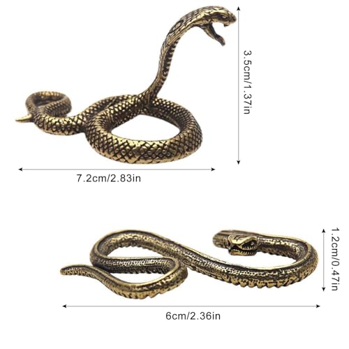 Figuritas de serpiente de latón artesanal x2 miniatura 4