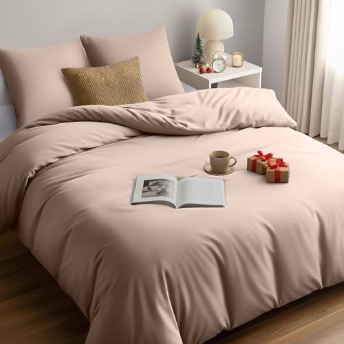 Utopia Bedding Funda Nordica 220 x 240 - Microfibra Juego de Funda Edredon 220x240 cm y 2 Fundas de Almohada 65x65 cm (Beige)